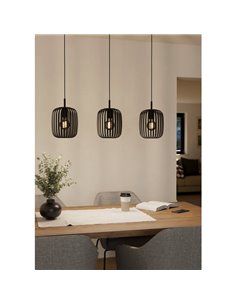Luminária pendente com 3 cúpulas em tiras planas de metal preto ROMAZZINA, redonda, E27 (não incl.) 2