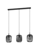Lámpara colgante con 3 pantallas de tiras planas metal negro ROMAZZINA, redonda, E27 (no incl.)