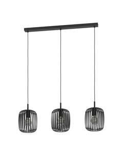 Lámpara colgante con 3 pantallas de tiras planas metal negro ROMAZZINA, redonda, E27 (no incl.)