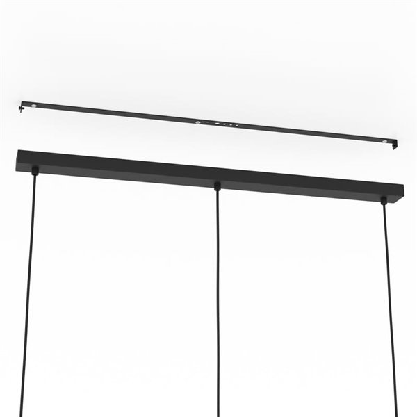 Lámpara colgante con 3 pantallas de tiras planas metal negro ROMAZZINA, redonda, E27 (no incl.)