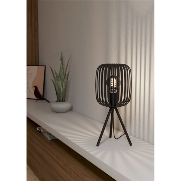 Lámpara de mesa trípode con tiras de metal negro ROMAZZINA, E27 (no incl.)