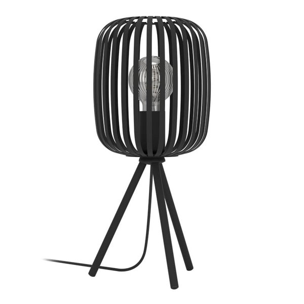 Lámpara de mesa trípode con tiras de metal negro ROMAZZINA, E27 (no incl.)
