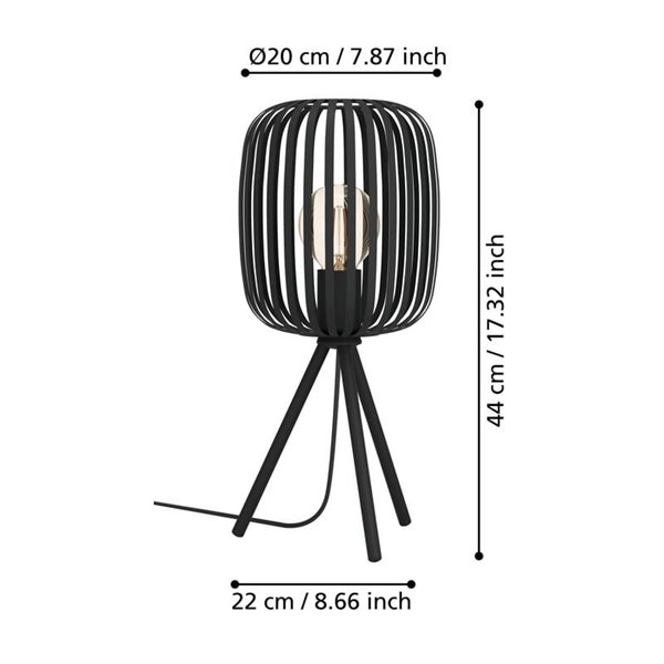 Lámpara de mesa trípode con tiras de metal negro ROMAZZINA, E27 (no incl.)