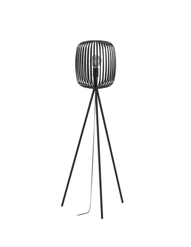 Lámpara de pie con 3 patas y pantalla redonda Ø325mm de metal ROMAZZINA, negro, E27 (no incl.) ↕ 1405mm
