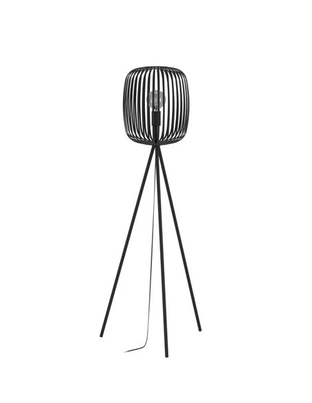 Lámpara de pie con 3 patas y pantalla redonda Ø325mm de metal ROMAZZINA, negro, E27 (no incl.) ↕ 1405mm
