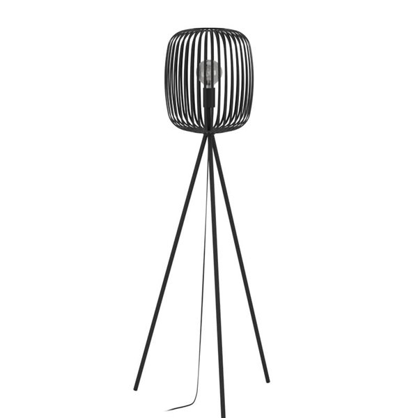 Lámpara de pie con 3 patas y pantalla redonda Ø325mm de metal ROMAZZINA, negro, E27 (no incl.) ↕ 1405mm
