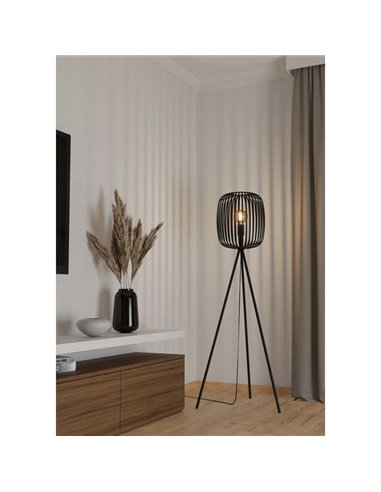 Lampadaire 3 pieds avec abat-jour rond Ø325mm en métal ROMAZZINA, noir, E27 (non incl.) ↕ 1405mm