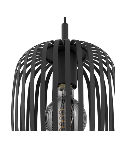 Suspension ROMAZZINA 3 lumières avec base ronde, noire E27