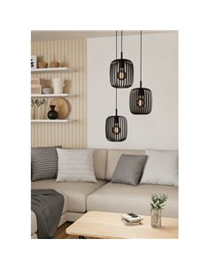 Lámpara de techo con base redonda y 3 luces colganteS ROMAZZINA, negro E27 2