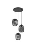Suspension ROMAZZINA 3 lumières avec base ronde, noire E27