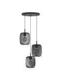 Suspension ROMAZZINA 3 lumières avec base ronde, noire E27