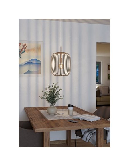Luminária pendente com cúpula em tira metálica ROMAZZINA areia, E27 (não incl.)