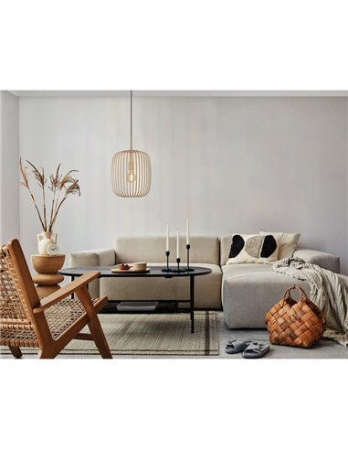 Luminária pendente com cúpula em tira metálica ROMAZZINA areia, E27 (não incl.)