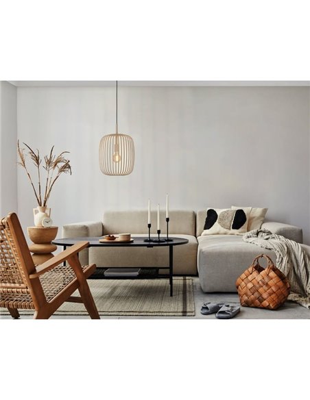 Luminária pendente com cúpula em tira metálica ROMAZZINA areia, E27 (não incl.)