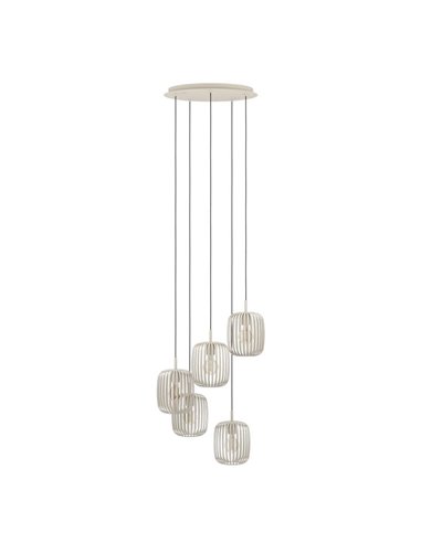 Lámpara de techo grande con 5 luces colgantes ROMAZZINA, de tiras metal arena, E27