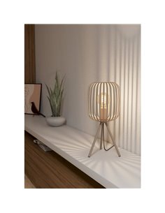 Lampe de table à 3 pieds, en bandes métalliques sable ROMAZZINA, E27 2