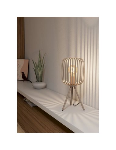 Lampe de table à 3 pieds, en bandes métalliques sable ROMAZZINA, E27