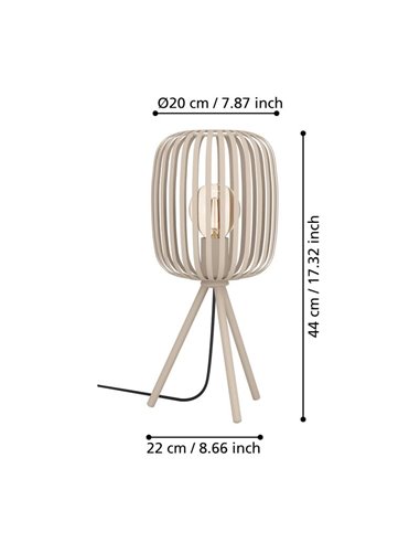 Lampe de table à 3 pieds, en bandes métalliques sable ROMAZZINA, E27