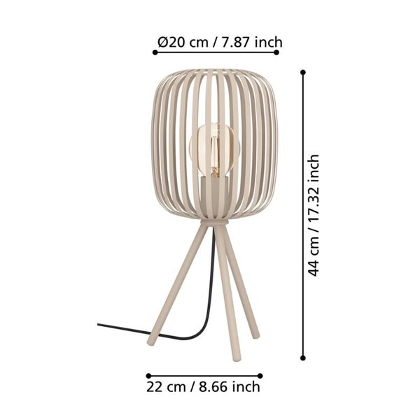 Candeeiro de mesa com 3 pés, feito de tiras de metal cor areia ROMAZZINA, E27