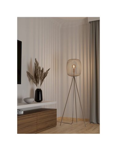 Lampadaire 3 pieds avec abat-jour en bandes métalliques sable ROMAZZINA, E27 (non incl.) ↕ 1405mm