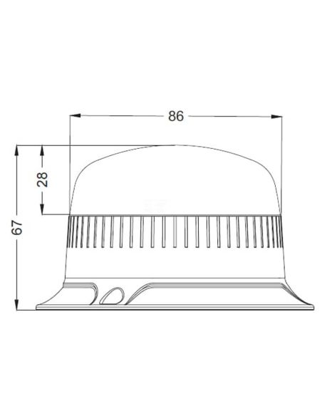 Medidas Rotativo LED mini ámbar Ø86x67mm 15W TA1 IP66 R65 R10 sujeción atornillada