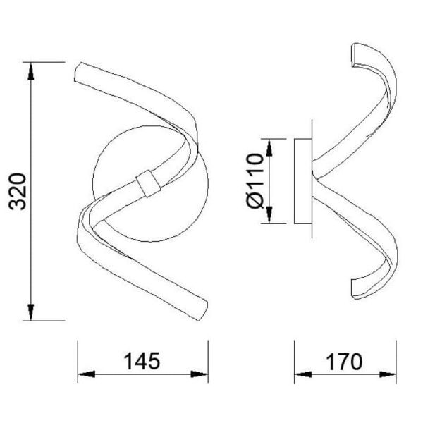 Aplique de pared 4985 LED dimmable serie NUR 10W 3000K plata medidas | LeonLeds