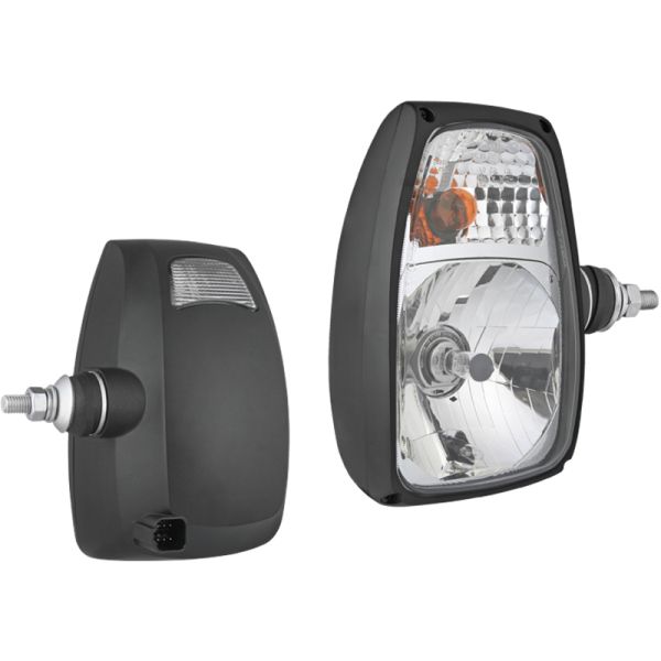 Faro delantero RGV1B-FF con intermitente izquierdo H4 12V, IP66, soporte lateral vertical, conector DT04-6P