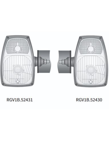 Instalação do farol RGV1B-FF com pisca esquerdo e direito H4 12V, IP66, suporte lateral vertical