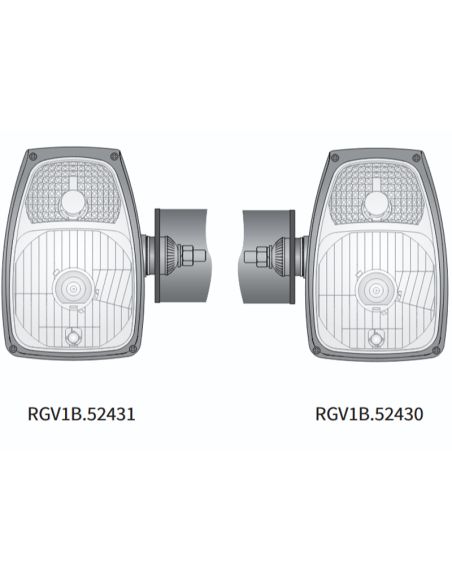Instalação do farol RGV1B-FF com pisca esquerdo e direito H4 12V, IP66, suporte lateral vertical