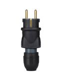 Clavija 2P+T 16A IP44 de caucho negro con prensaestopas salida recta 050340
