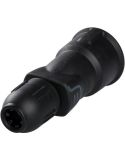 Base de enchufe 2P+T 16A IP44 de caucho negro con prensaestopas salida recta