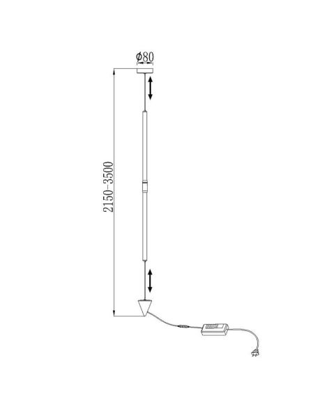 Lampadaire vertical 7352 7351 Noir Blanc Mantra Moderne Dimensions | LeonLeds