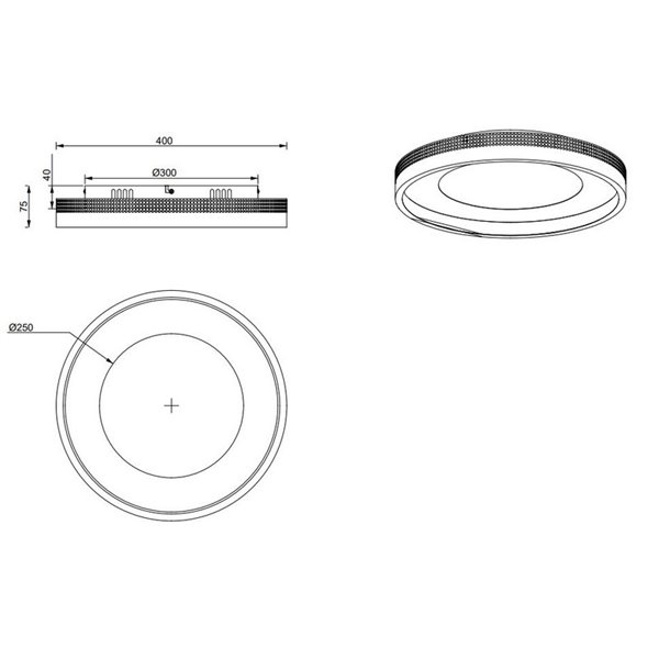 Plafón de techo LED redondo SOLEA Ø40cm 36W 4700lm, 3000K IP20 Negro