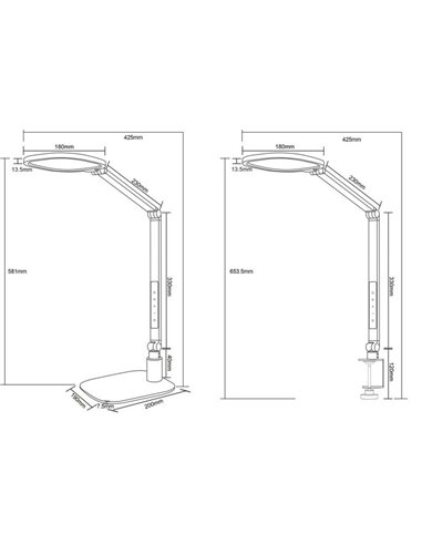 Lámpara de mesa LED estilo flexo multiposición SERVO 13,5W 1400lm regulable 3000+4200+6500K Blanco