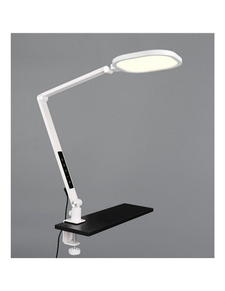 Lampe de table LED SERVO 13,5 W 1 400 lm à intensité variable, multi-positions, style flexo, blanc 3 000 + 4 200 + 6 500 K