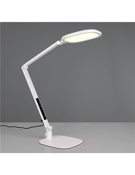 Luminária de mesa LED estilo flexo multiposições regulável SERVO 13,5 W 1400 lm, 3000+4200+6500 K, branca