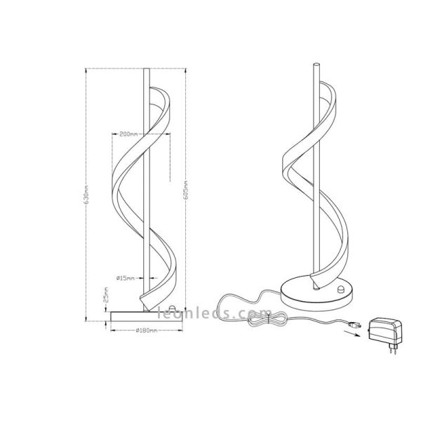 Lampe de table LED chromée au design moderne avec intensité réglable | Éclairage LeonLeds