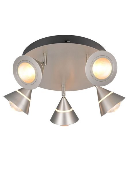 Plafonnier LED 5 lumières pivotantes ROMEO 7W 5x700lm, 2300+3000+4000K IP20 Nickel