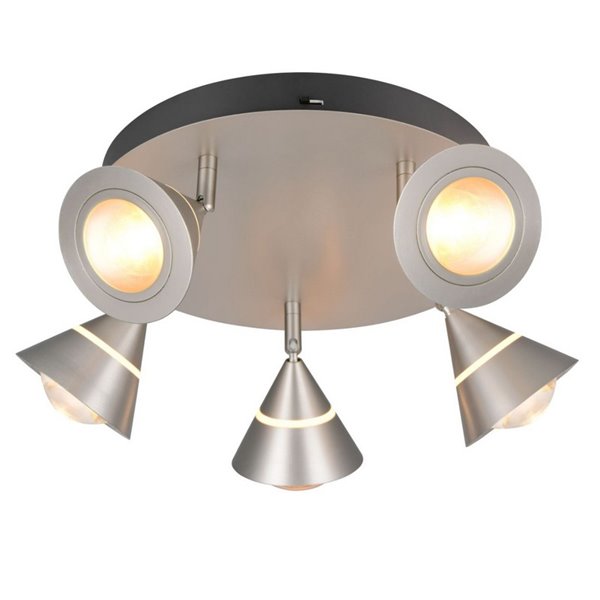 Plafón de techo LED con 5 luces pivotantes ROMEO 7W 5x700lm, 2300+3000+4000K IP20 Níquel