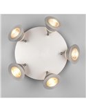Plafón de techo LED con 5 luces pivotantes ROMEO 7W 5x700lm, 2300+3000+4000K IP20 Níquel