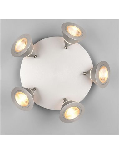 Plafón de techo LED con 5 luces pivotantes ROMEO 7W 5x700lm, 2300+3000+4000K IP20 Níquel