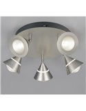 Plafón de techo LED con 5 luces pivotantes ROMEO 7W 5x700lm, 2300+3000+4000K IP20 Níquel
