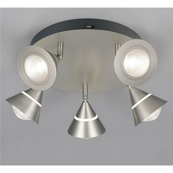 Plafón de techo LED con 5 luces pivotantes ROMEO 7W 5x700lm, 2300+3000+4000K IP20 Níquel