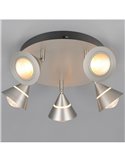 Plafón de techo LED con 5 luces pivotantes ROMEO 7W 5x700lm, 2300+3000+4000K IP20 Níquel