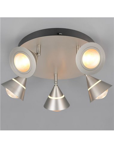 Plafón de techo LED con 5 luces pivotantes ROMEO 7W 5x700lm, 2300+3000+4000K IP20 Níquel