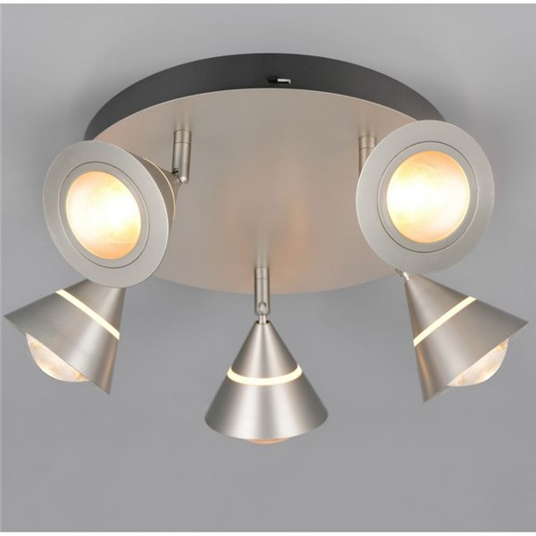 Plafón de techo LED con 5 luces pivotantes ROMEO 7W 5x700lm, 2300+3000+4000K IP20 Níquel