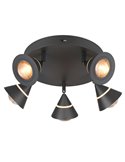 Plafón LED con 5 focos pivotantes ROMEO 7W 5x700lm, 2300+3000+4000K IP20 Negro