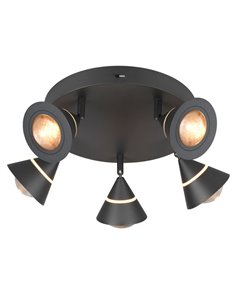 Plafón LED con 5 focos pivotantes ROMEO 7W 5x700lm, 2300+3000+4000K IP20 Negro