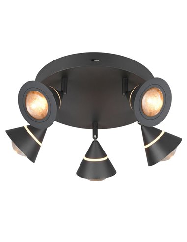 Plafón LED con 5 focos pivotantes ROMEO 7W 5x700lm, 2300+3000+4000K IP20 Negro