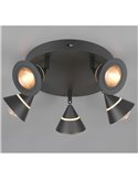 Plafón LED con 5 focos pivotantes ROMEO 7W 5x700lm, 2300+3000+4000K IP20 Negro